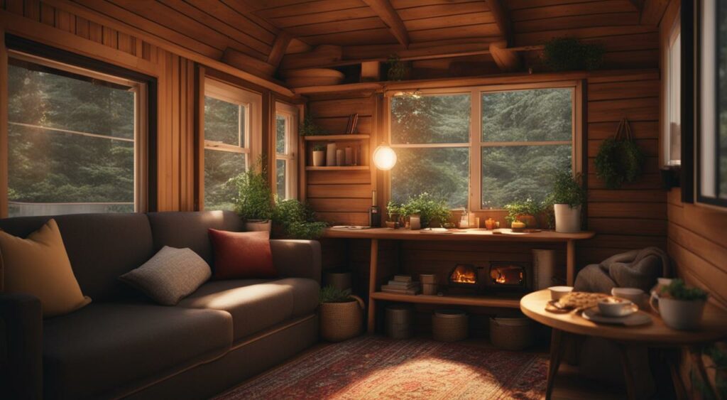 cozy interior of a tiny house