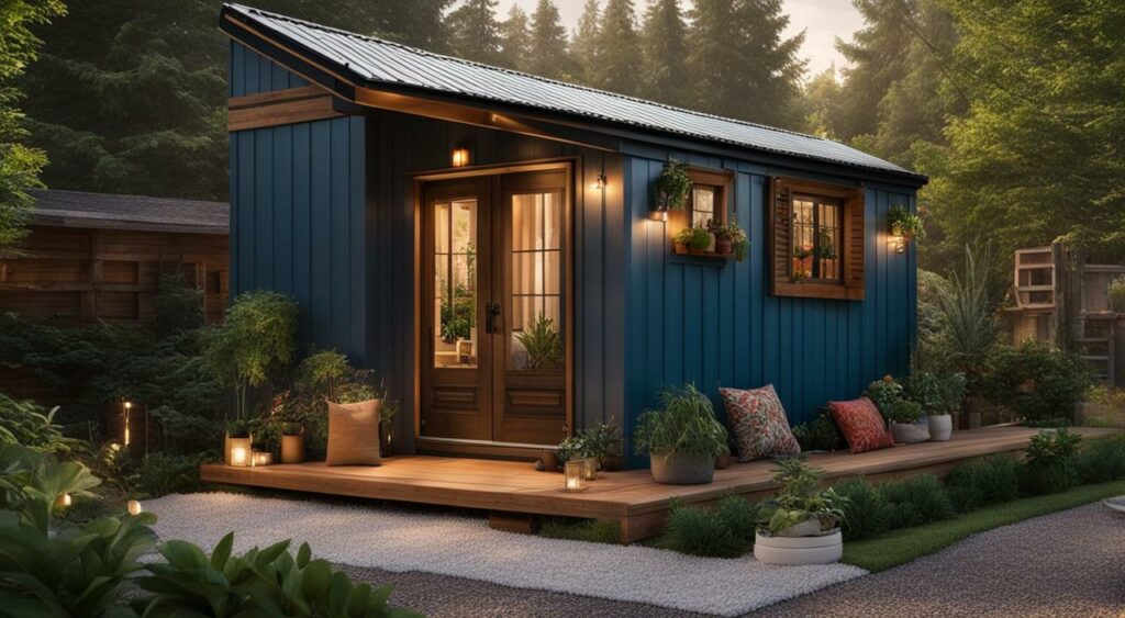 tiny home with garage Bohemian Retreat style